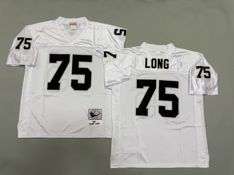 Men 2025 Nike Oakland Raiders #75 Long white Throwback Limited NFL Jersey style 002